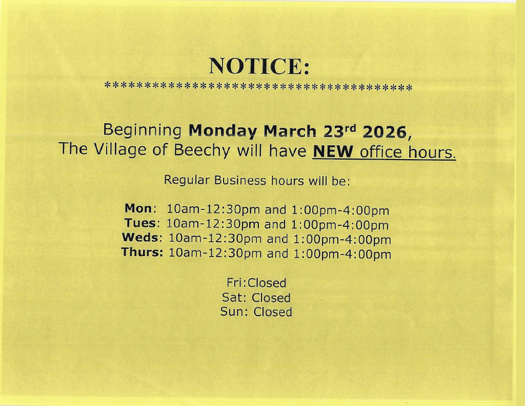 Change of Office Hours